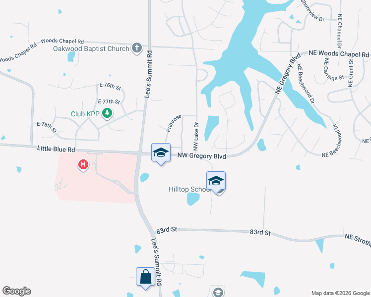 map of restaurants, bars, coffee shops, grocery stores, and more near 3501 Northwest Winding Woods Drive in Lee's Summit