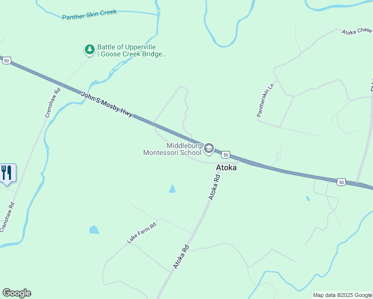 map of restaurants, bars, coffee shops, grocery stores, and more near 7306 Rectors Lane in Marshall