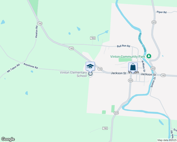 map of restaurants, bars, coffee shops, grocery stores, and more near 158 Keystone Road in Vinton