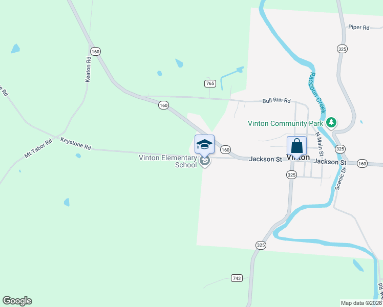 map of restaurants, bars, coffee shops, grocery stores, and more near 212 Keystone Road in Vinton