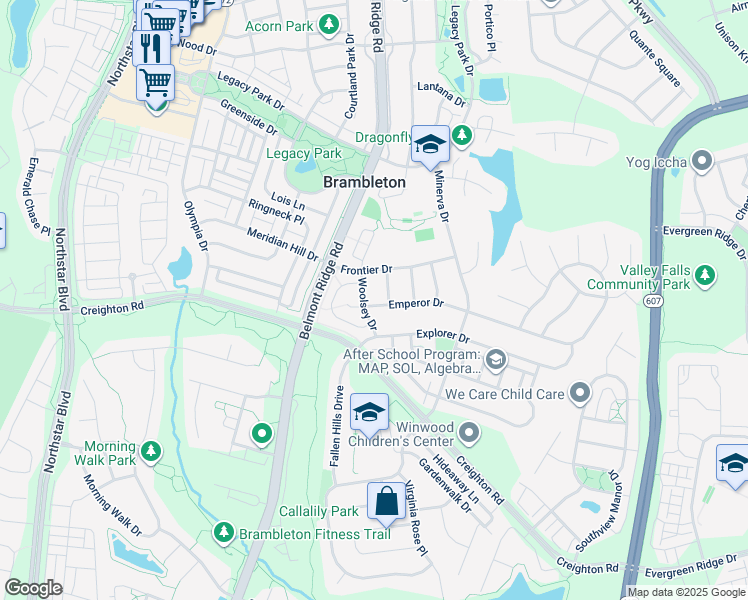map of restaurants, bars, coffee shops, grocery stores, and more near 42628 Emperor Drive in Ashburn