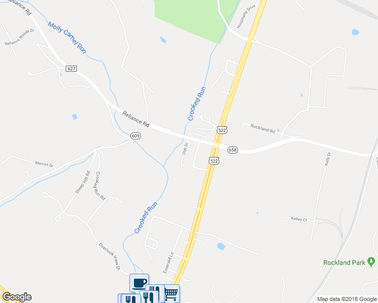 map of restaurants, bars, coffee shops, grocery stores, and more near 49 Oldt Drive in Front Royal
