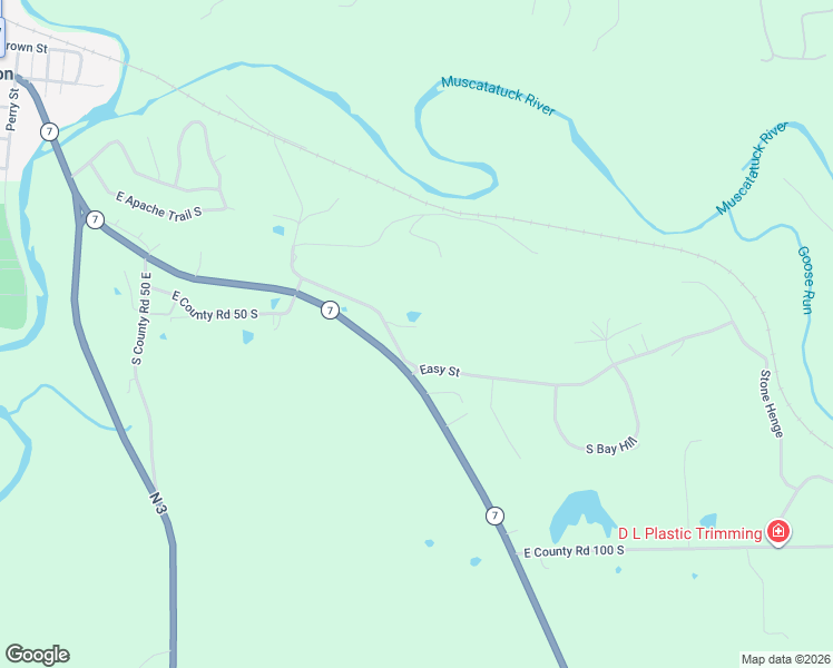 map of restaurants, bars, coffee shops, grocery stores, and more near 950 East 55 South in North Vernon
