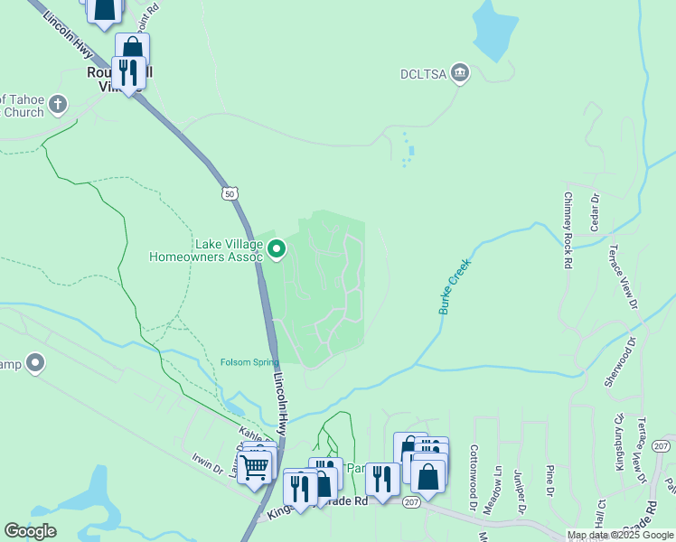 map of restaurants, bars, coffee shops, grocery stores, and more near 170 Squaw Lane in Glenbrook