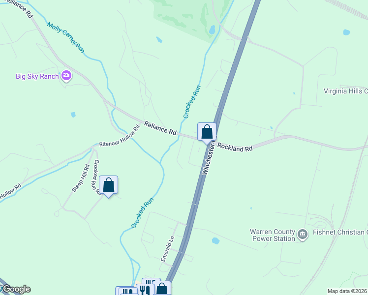 map of restaurants, bars, coffee shops, grocery stores, and more near 5304 Reliance Road in Front Royal