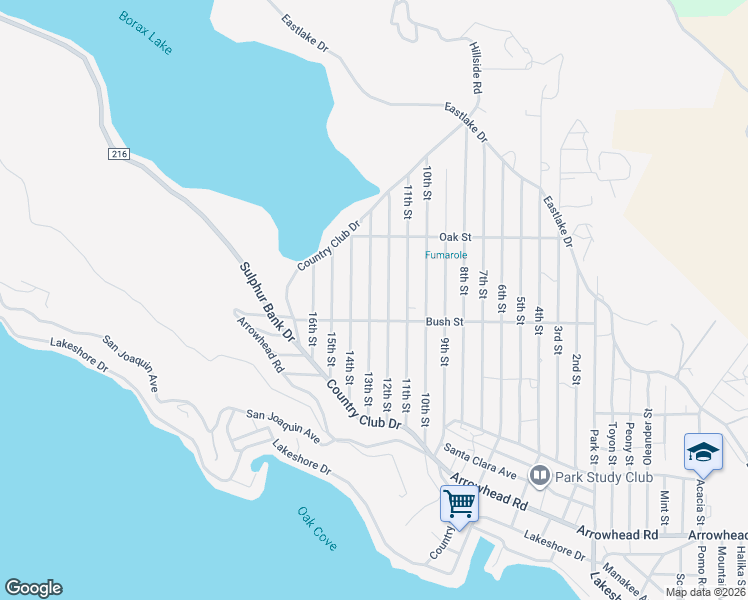 map of restaurants, bars, coffee shops, grocery stores, and more near 3150 13th Street in Clearlake
