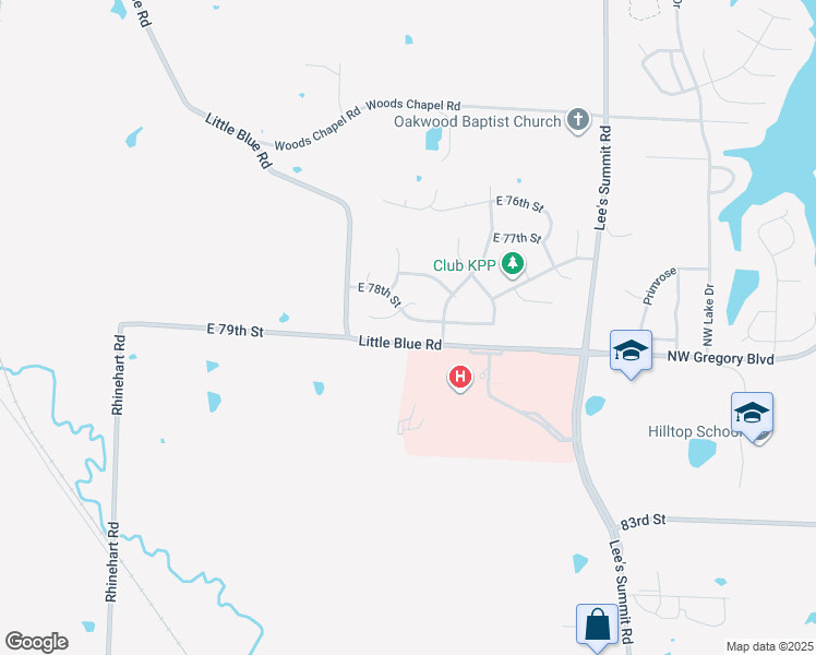 map of restaurants, bars, coffee shops, grocery stores, and more near 15904 East 78th Street in Kansas City
