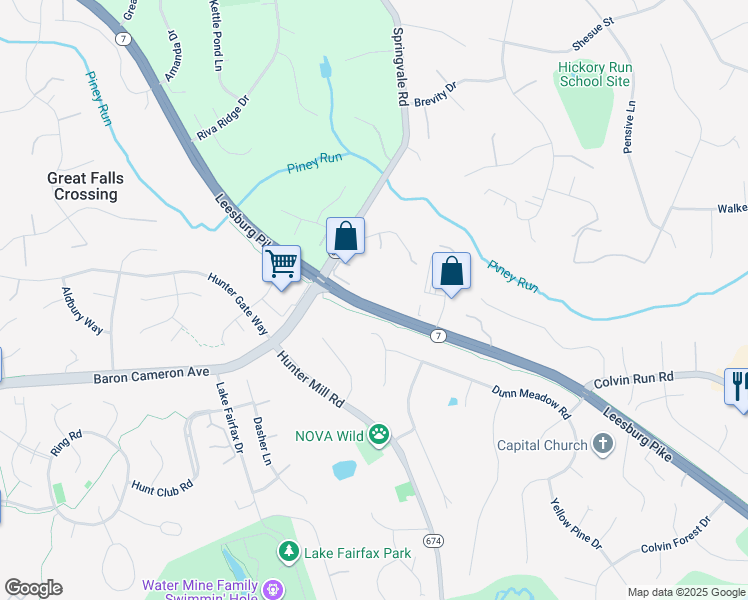 map of restaurants, bars, coffee shops, grocery stores, and more near 10618 Leesburg Pike in Vienna