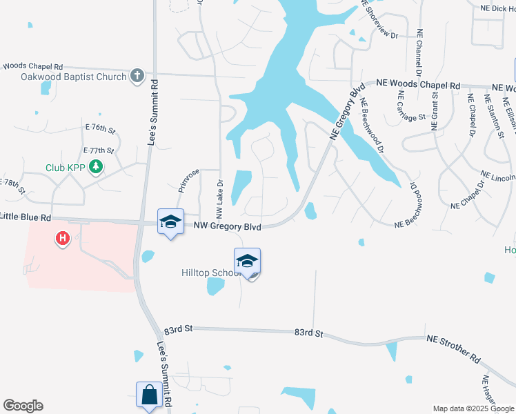 map of restaurants, bars, coffee shops, grocery stores, and more near 237 Northwest Foxtail Circle in Lee's Summit