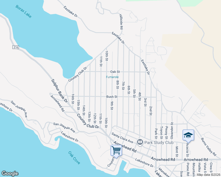 map of restaurants, bars, coffee shops, grocery stores, and more near 3131 9th Street in Clearlake