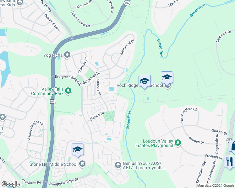 map of restaurants, bars, coffee shops, grocery stores, and more near Loudoun Reserve Drive in Ashburn