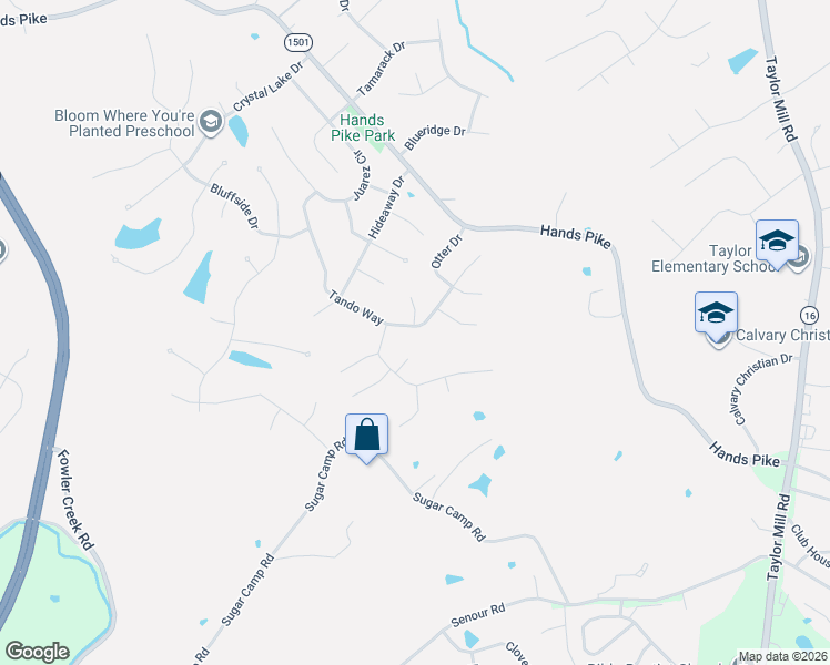 map of restaurants, bars, coffee shops, grocery stores, and more near 174 Tando Way in Covington