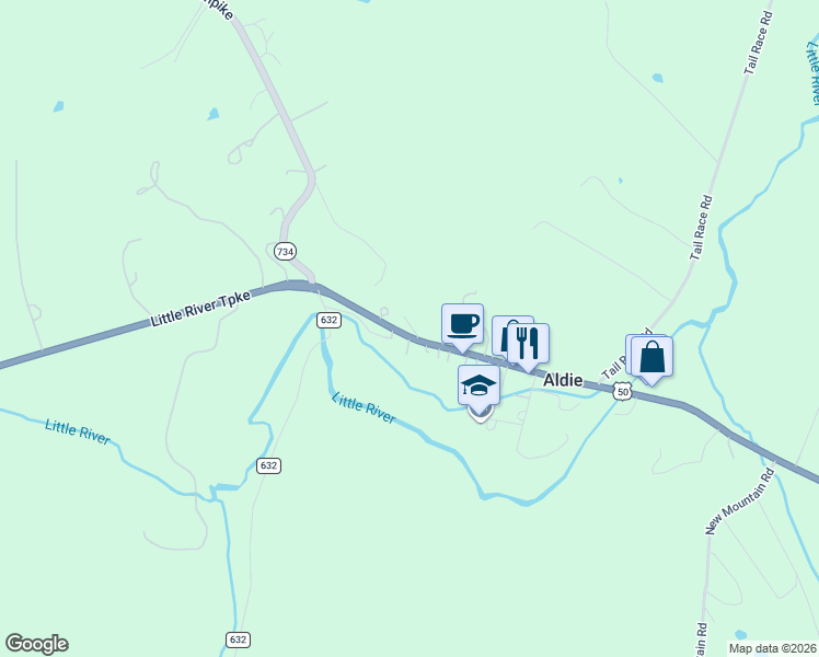 map of restaurants, bars, coffee shops, grocery stores, and more near 39228 John Mosby Highway in Aldie