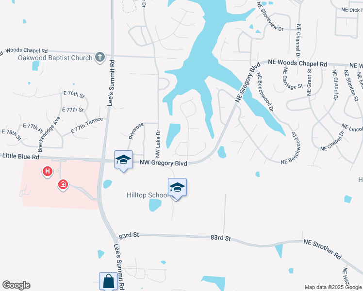 map of restaurants, bars, coffee shops, grocery stores, and more near 237 Northwest Foxtail Circle in Lee's Summit