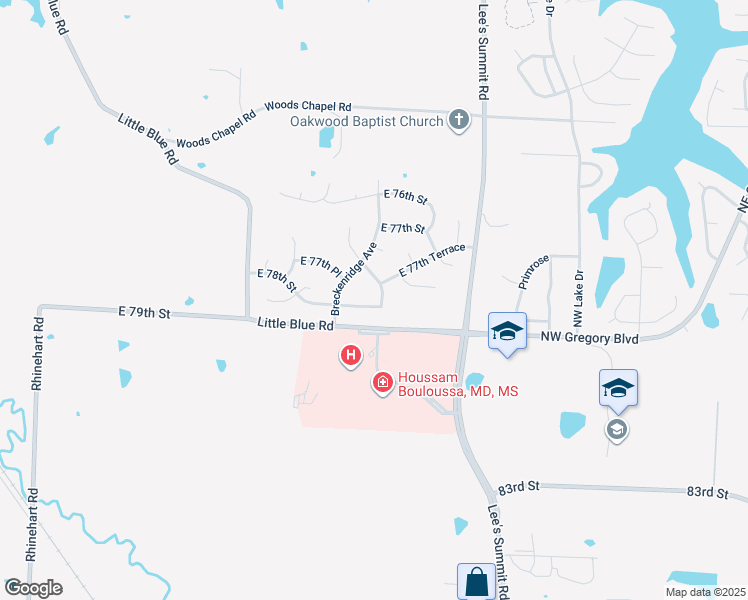 map of restaurants, bars, coffee shops, grocery stores, and more near 7723 Trail Ridge Street in Kansas City