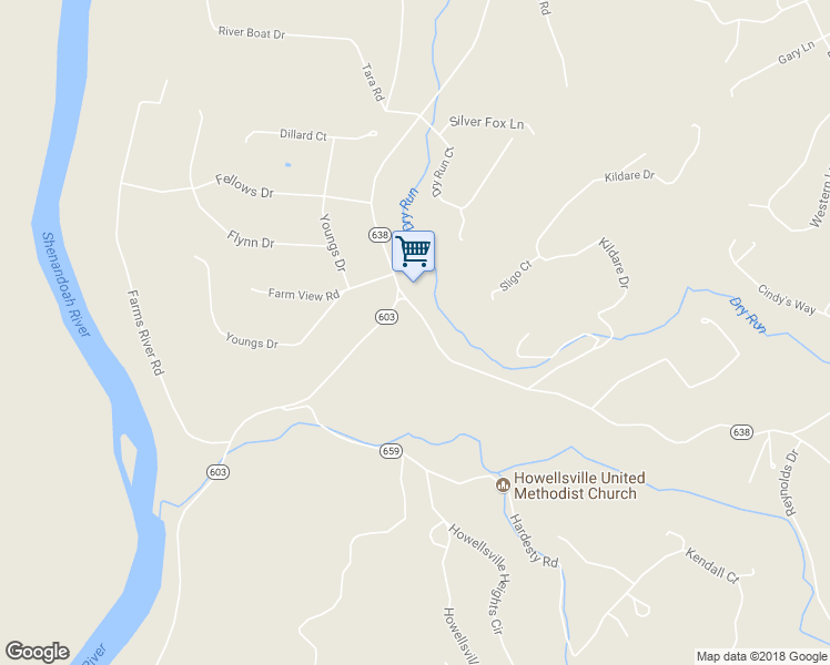 map of restaurants, bars, coffee shops, grocery stores, and more near 84 Blue Mountain Road in Front Royal