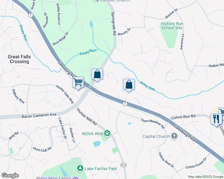 map of restaurants, bars, coffee shops, grocery stores, and more near 10602 Leesburg Pike in Vienna
