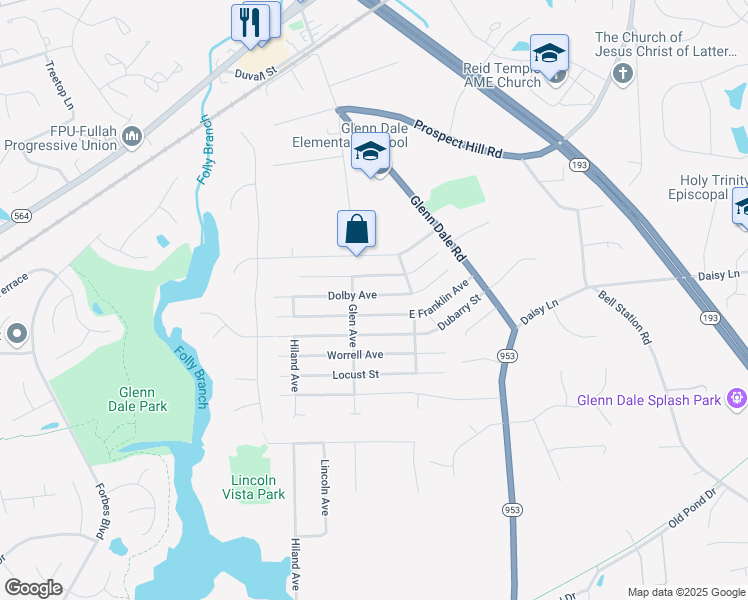 map of restaurants, bars, coffee shops, grocery stores, and more near 10009 Dolby Avenue in Glenn Dale