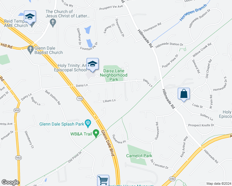 map of restaurants, bars, coffee shops, grocery stores, and more near 6405 Trillium Trail in Glenn Dale