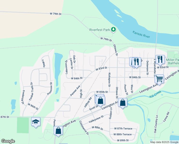 map of restaurants, bars, coffee shops, grocery stores, and more near 8370 Penner Avenue in De Soto