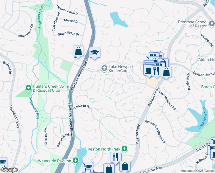 map of restaurants, bars, coffee shops, grocery stores, and more near 1510 Autumn Ridge Circle in Reston