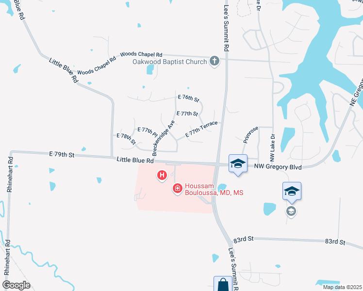 map of restaurants, bars, coffee shops, grocery stores, and more near 7723 Trail Ridge Street in Kansas City