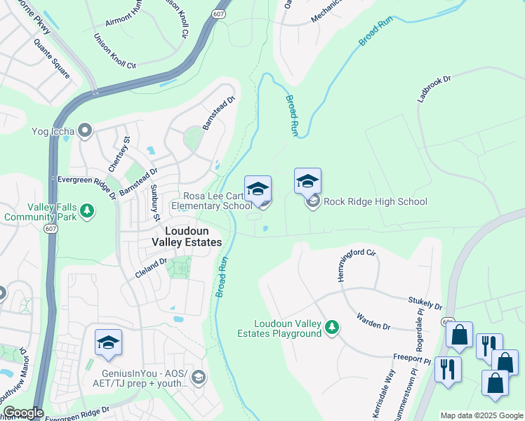 map of restaurants, bars, coffee shops, grocery stores, and more near 43330 Loudoun Reserve Drive in Ashburn