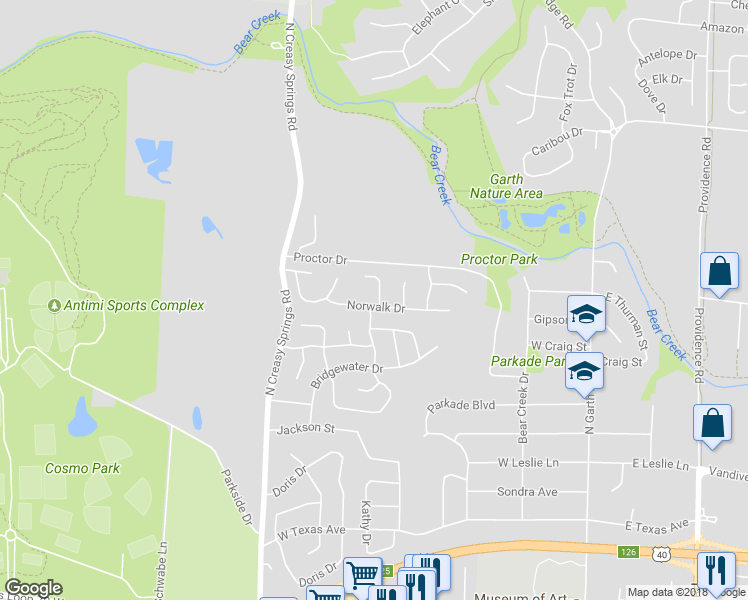 map of restaurants, bars, coffee shops, grocery stores, and more near 715 Norwalk Drive in Columbia