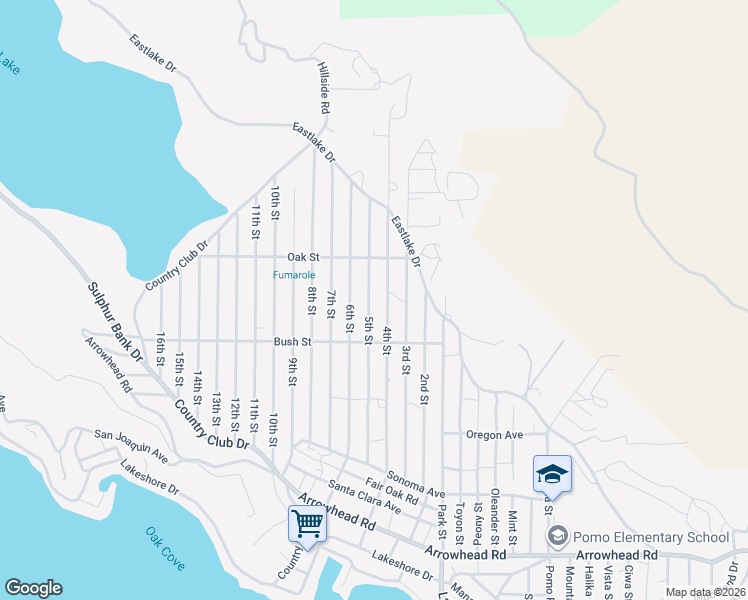 map of restaurants, bars, coffee shops, grocery stores, and more near 3094 5th Street in Clearlake