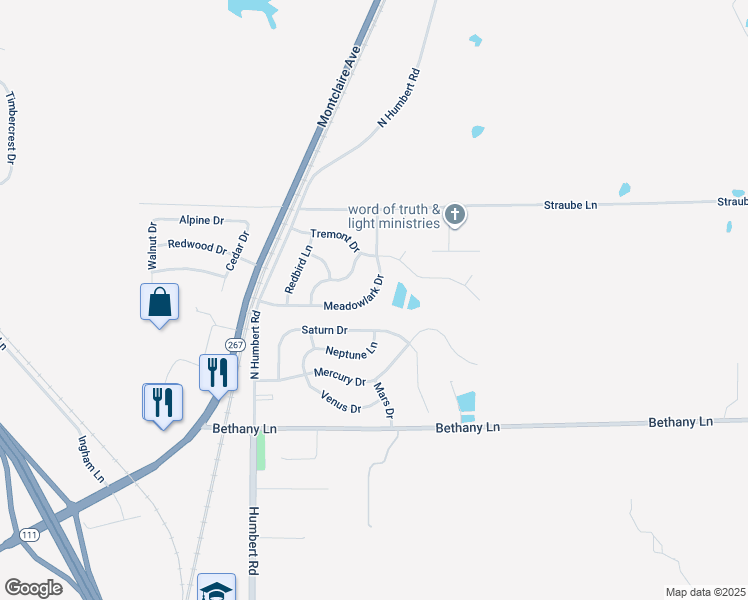 map of restaurants, bars, coffee shops, grocery stores, and more near 7705 Meadowlark Drive in Godfrey