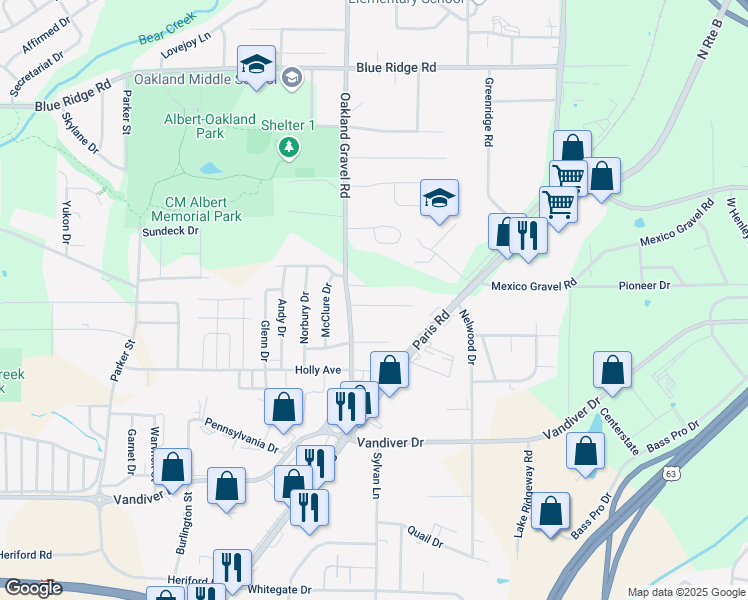 map of restaurants, bars, coffee shops, grocery stores, and more near 2409 Fleetwood Drive in Columbia