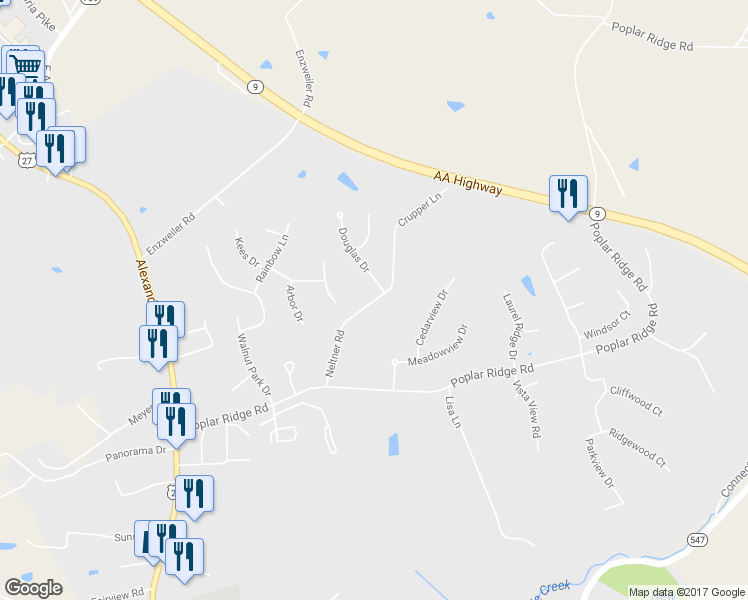 map of restaurants, bars, coffee shops, grocery stores, and more near 3654 Neltner Road in Alexandria