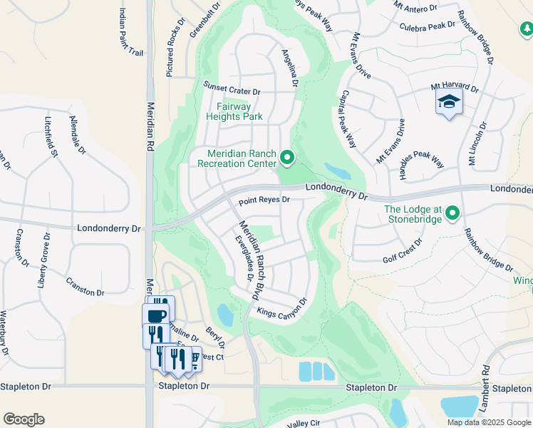 map of restaurants, bars, coffee shops, grocery stores, and more near 12260 Isle Royale Drive in Peyton