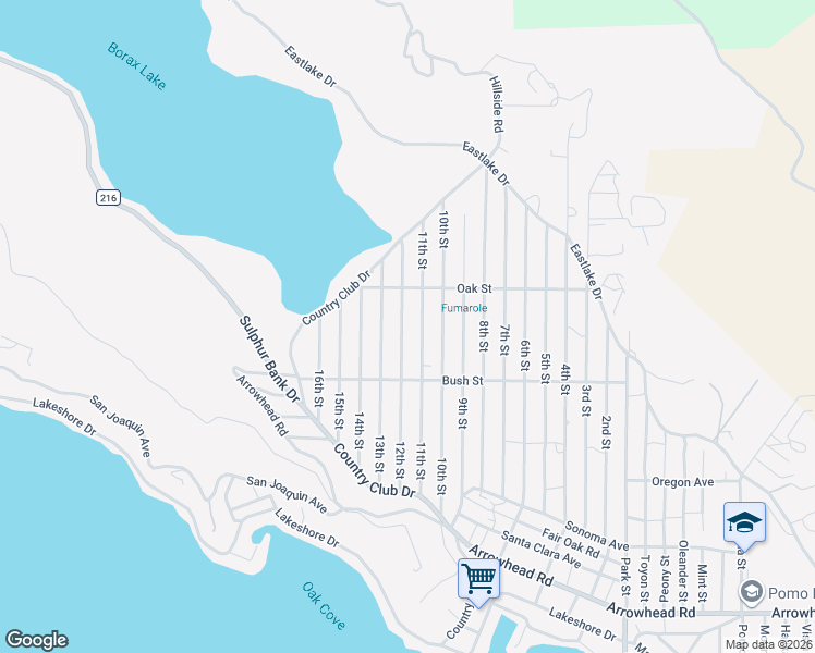 map of restaurants, bars, coffee shops, grocery stores, and more near 3112 11th Street in Clearlake