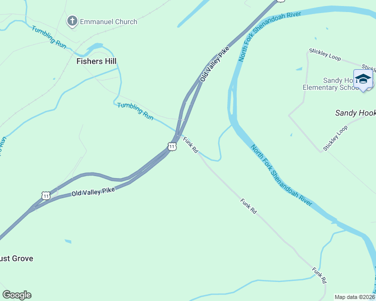 map of restaurants, bars, coffee shops, grocery stores, and more near 84 Funk Road in Strasburg