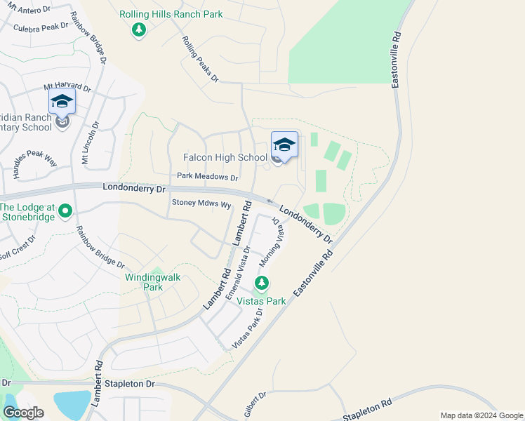 map of restaurants, bars, coffee shops, grocery stores, and more near 10065 Morning Vista Drive in Peyton
