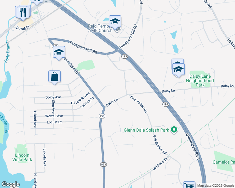 map of restaurants, bars, coffee shops, grocery stores, and more near in Glenn Dale