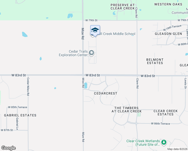 map of restaurants, bars, coffee shops, grocery stores, and more near 25499 West 83rd Street in Lenexa
