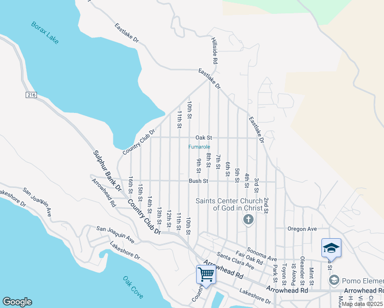 map of restaurants, bars, coffee shops, grocery stores, and more near 3070 10th Street in Clearlake