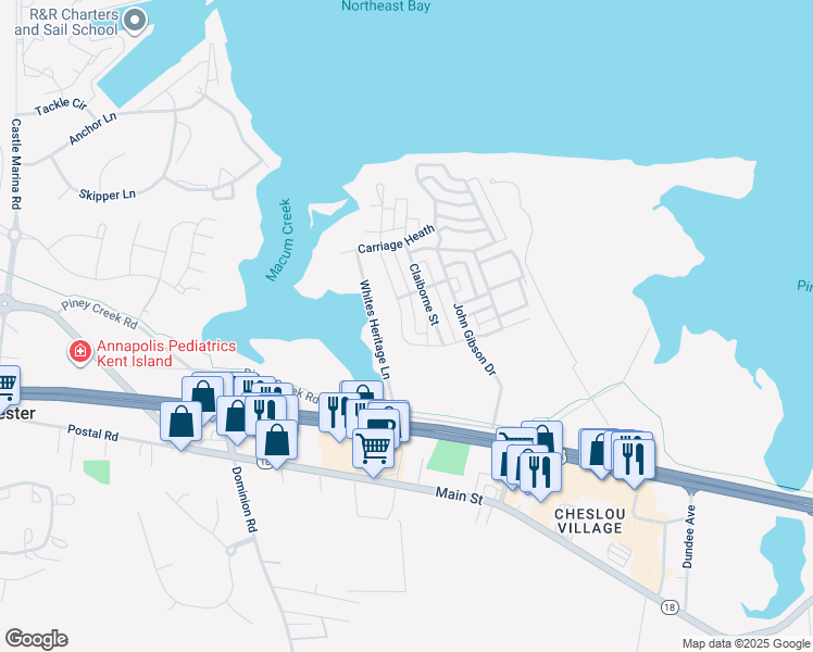 map of restaurants, bars, coffee shops, grocery stores, and more near 330 Macum Creek Drive in Chester