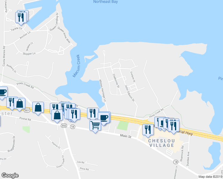 map of restaurants, bars, coffee shops, grocery stores, and more near 330 Macum Creek Drive in Chester