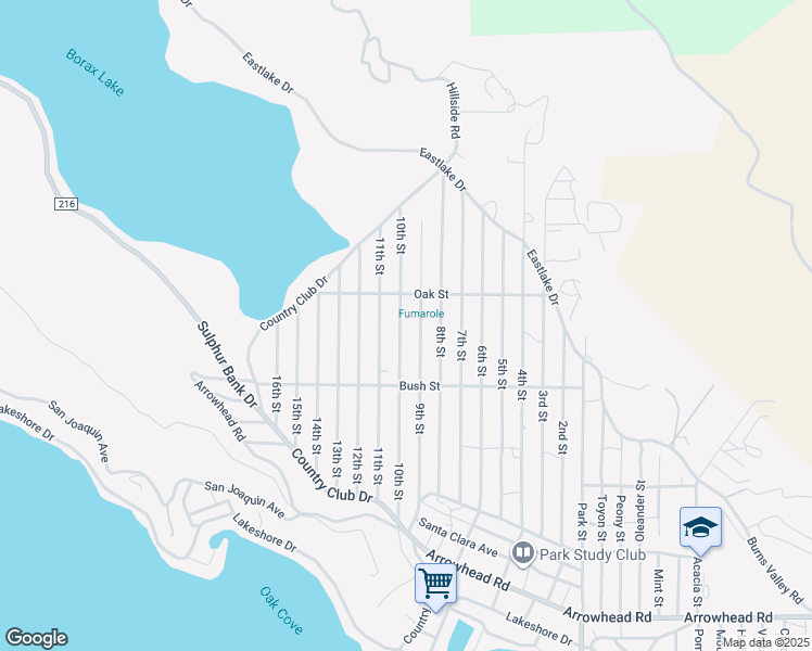 map of restaurants, bars, coffee shops, grocery stores, and more near 3070 10th Street in Clearlake