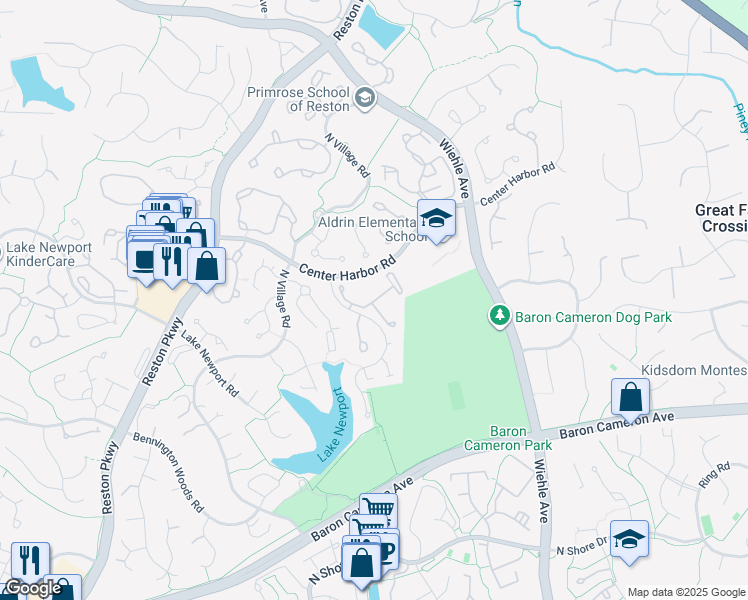 map of restaurants, bars, coffee shops, grocery stores, and more near Highway 7 in Reston