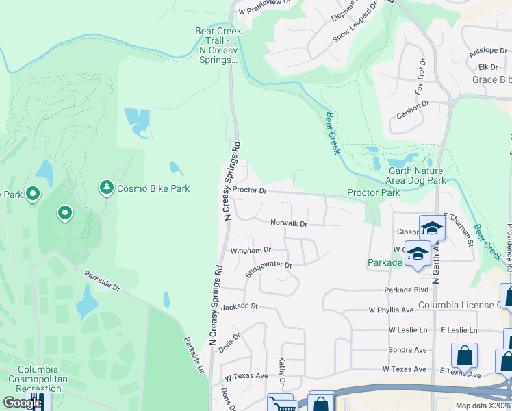 map of restaurants, bars, coffee shops, grocery stores, and more near 809 Norwalk Drive in Columbia