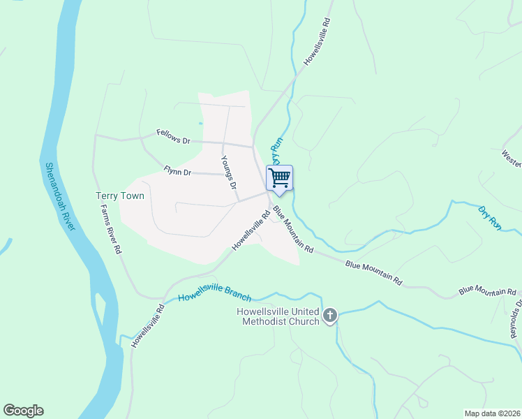 map of restaurants, bars, coffee shops, grocery stores, and more near 3 Blue Mountain Road in Front Royal