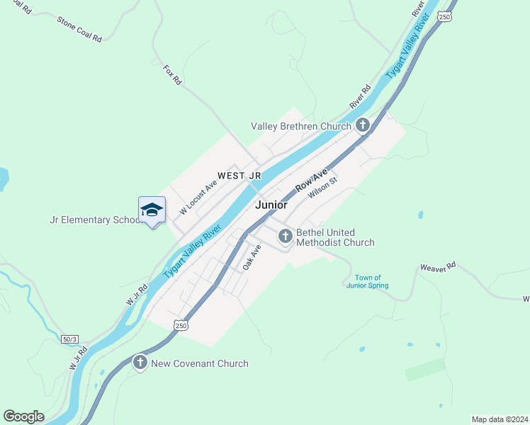 map of restaurants, bars, coffee shops, grocery stores, and more near in Junior