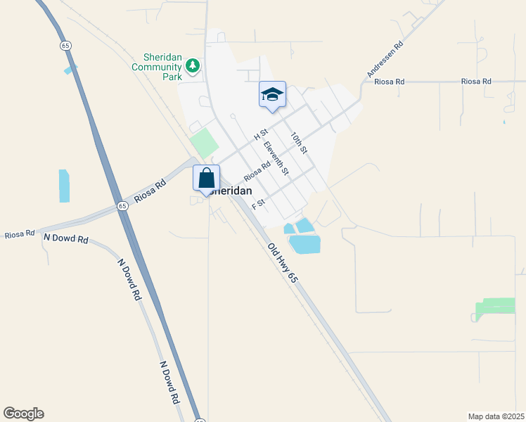 map of restaurants, bars, coffee shops, grocery stores, and more near 5609 Twelfth Street in Sheridan