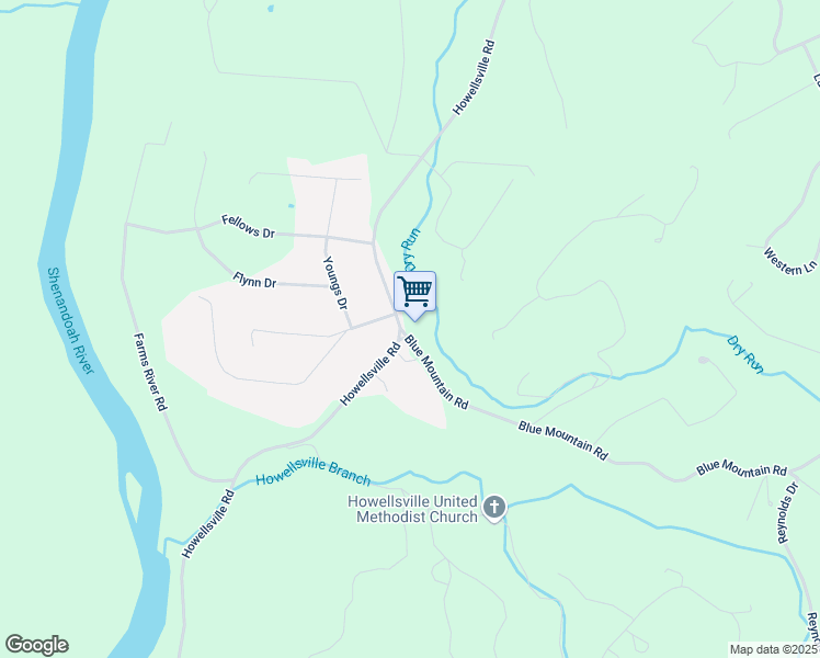 map of restaurants, bars, coffee shops, grocery stores, and more near 1 Blue Mountain Road in Front Royal