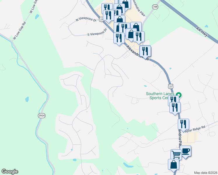 map of restaurants, bars, coffee shops, grocery stores, and more near 794 Yorkshire Drive in Alexandria