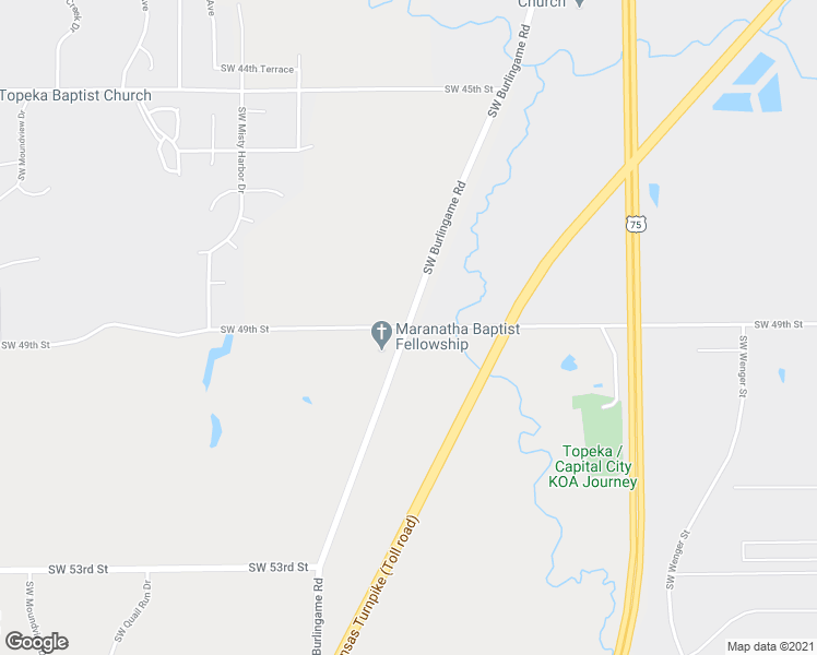 map of restaurants, bars, coffee shops, grocery stores, and more near SW Burlingame Rd in Topeka